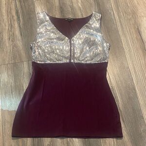 Express Silver and Purple Sequin Blouse